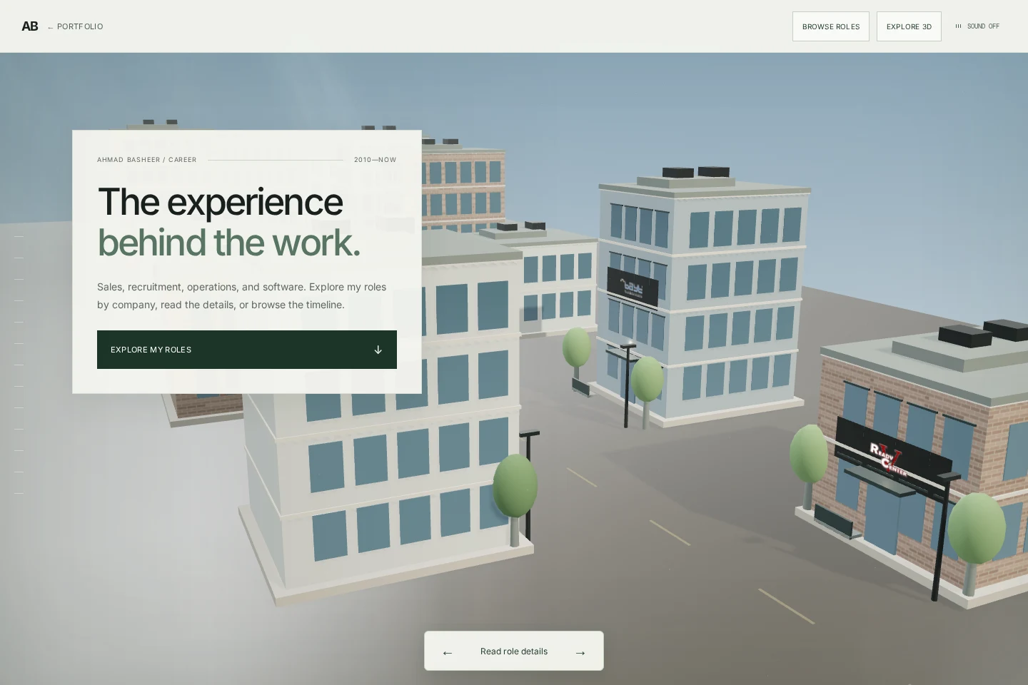 Career City, a navigable 3D portfolio